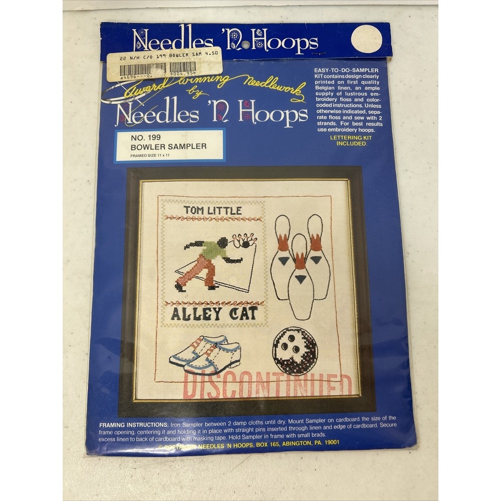Vintage Bowler Cross Stitch‎ Kit Sampler Needles N Hoops Complete DIY Craft